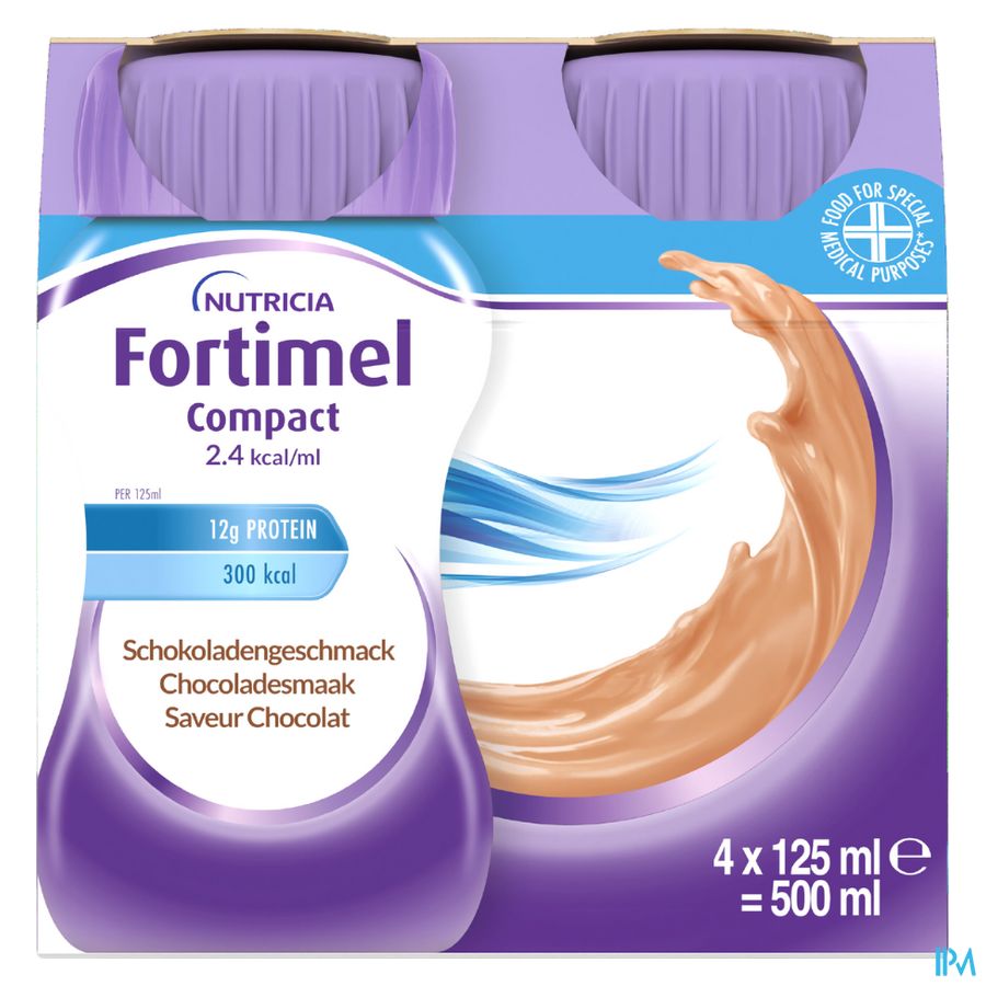 Fortimel Compact 2.4kcal Arôme Chocolat Complément Nutritionnel Dénutrition Bouteilles 4x125ml