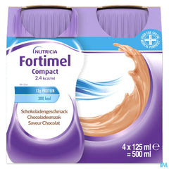 Fortimel Compact 2.4kcal Arôme Chocolat Complément Nutritionnel Dénutrition Bouteilles 4x125ml