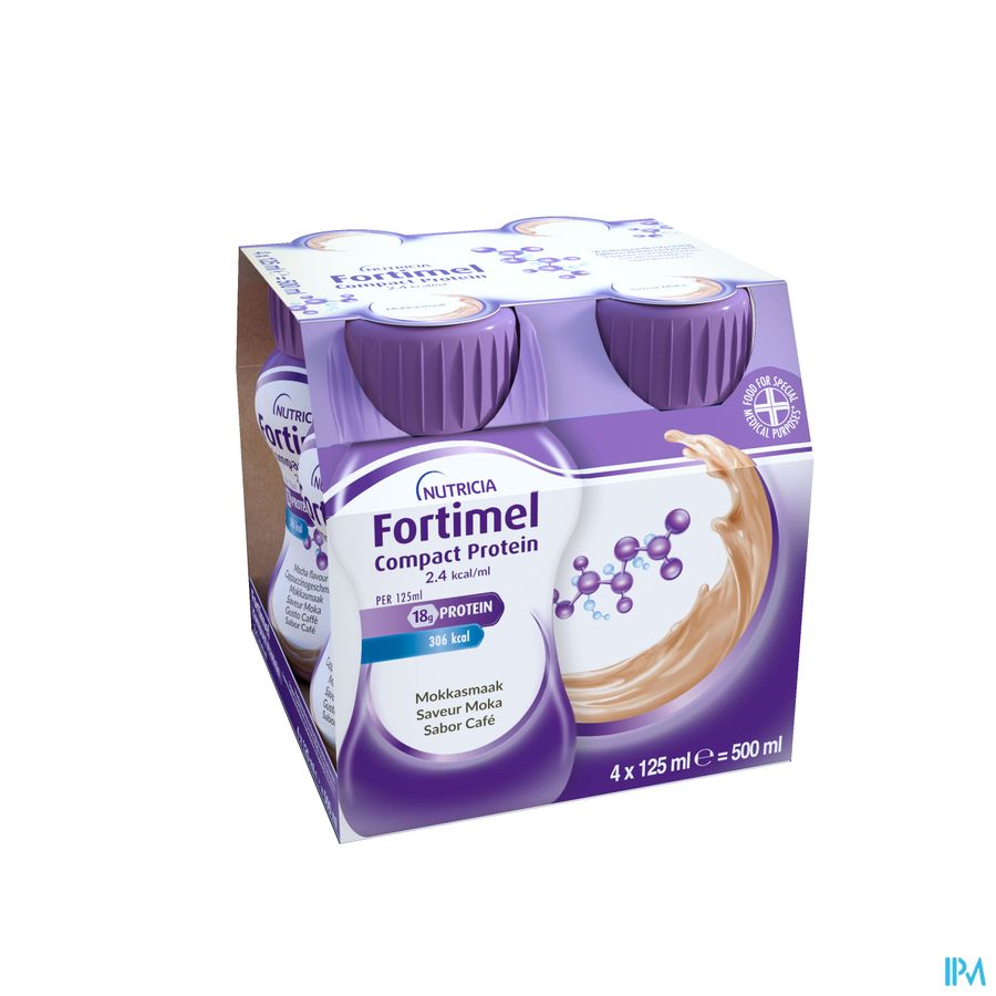 Fortimel Compact Protein 2.4kcal Saveur Moka Complément Nutritionnel Dénutrition Bouteilles 4x125 ml