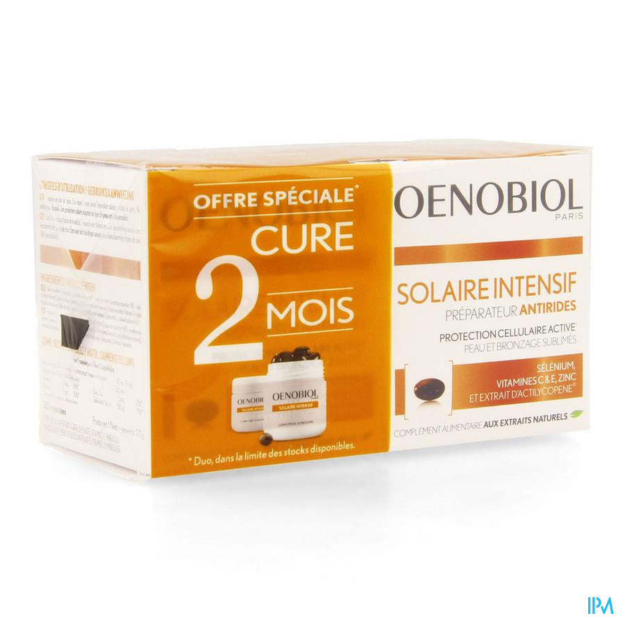 Oenobiol Solaire Intensif  - Anti-rides 2x30 capsules - protection cellulaire de l'intérieur dès le 1er mois UVA UVB