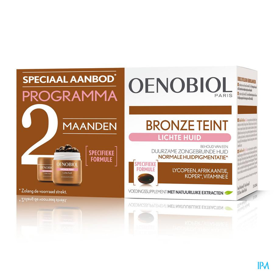 Oenobiol Teint De Bronze Peau Claire Caps 2x30 Autobronzant, bronzage sans soleil