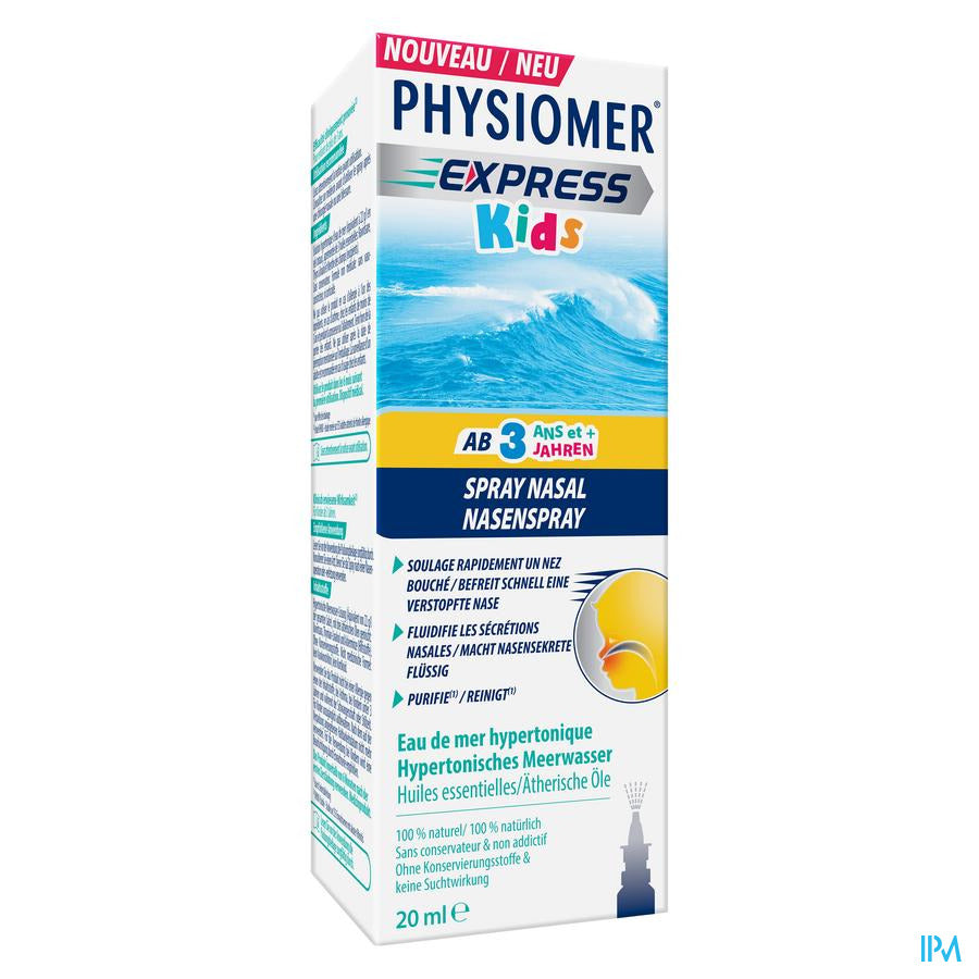 Physiomer® Express Kids Spray Nasal 20ml-En Cas De Nez Bouché,Nez Coulant,Rhume