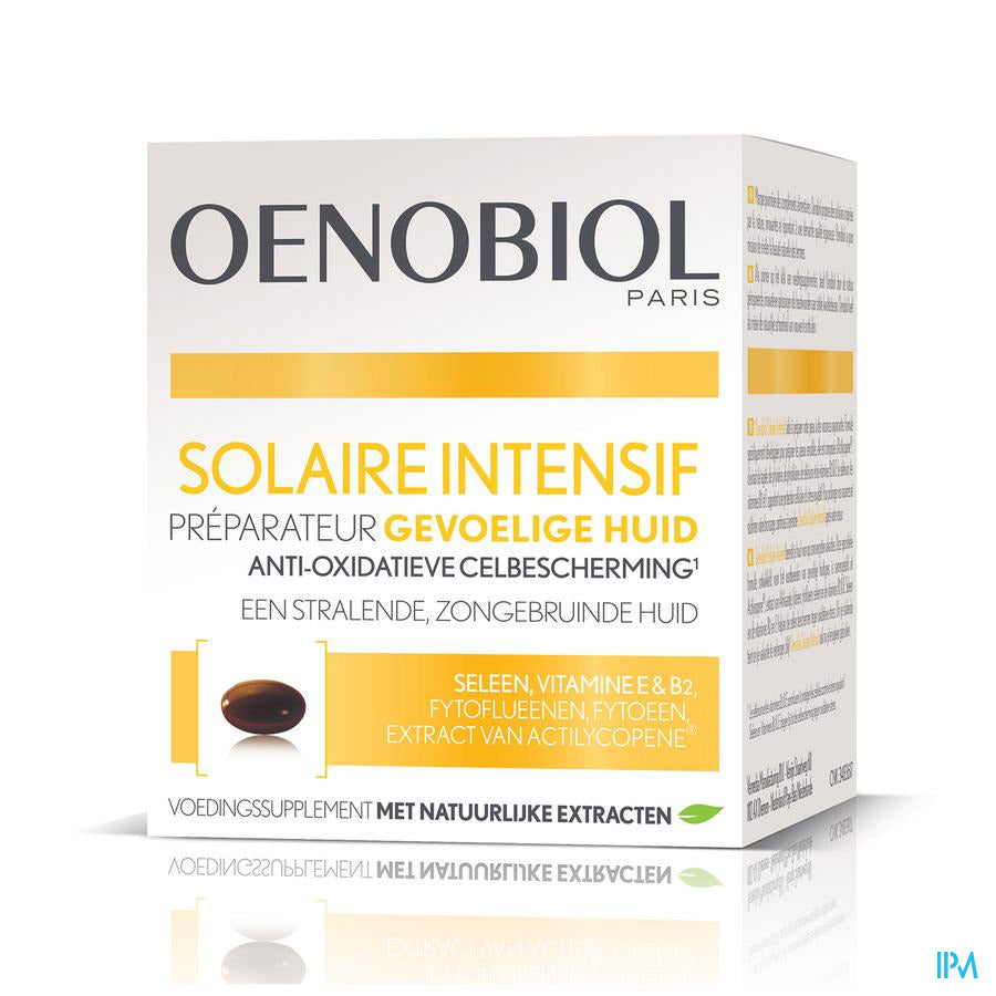 Oenobiol Solaire Intensif - Peau sensible 30 capsules - protection cellulaire de l'intérieur dès le 1er mois UVA UVB