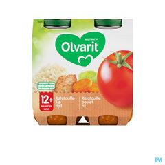 Olvarit Petit Pot Repas Bébé Dès 12 Mois Ratatouille Poulet Riz 2x250g