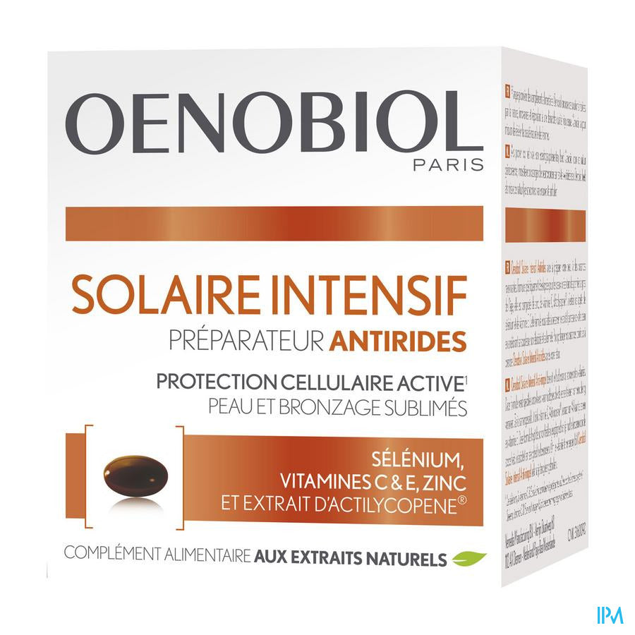 Oenobiol Solaire Intensif  - Anti-rides 30 capsules - protection cellulaire de l'intérieur dès le 1er mois UVA UVB