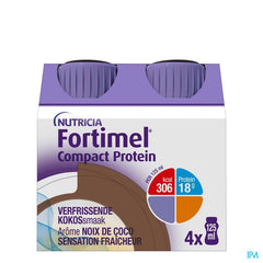 Fortimel Compact Protein Goût Noix de coco Sensation fraîcheur Bouteilles 4x125 ml