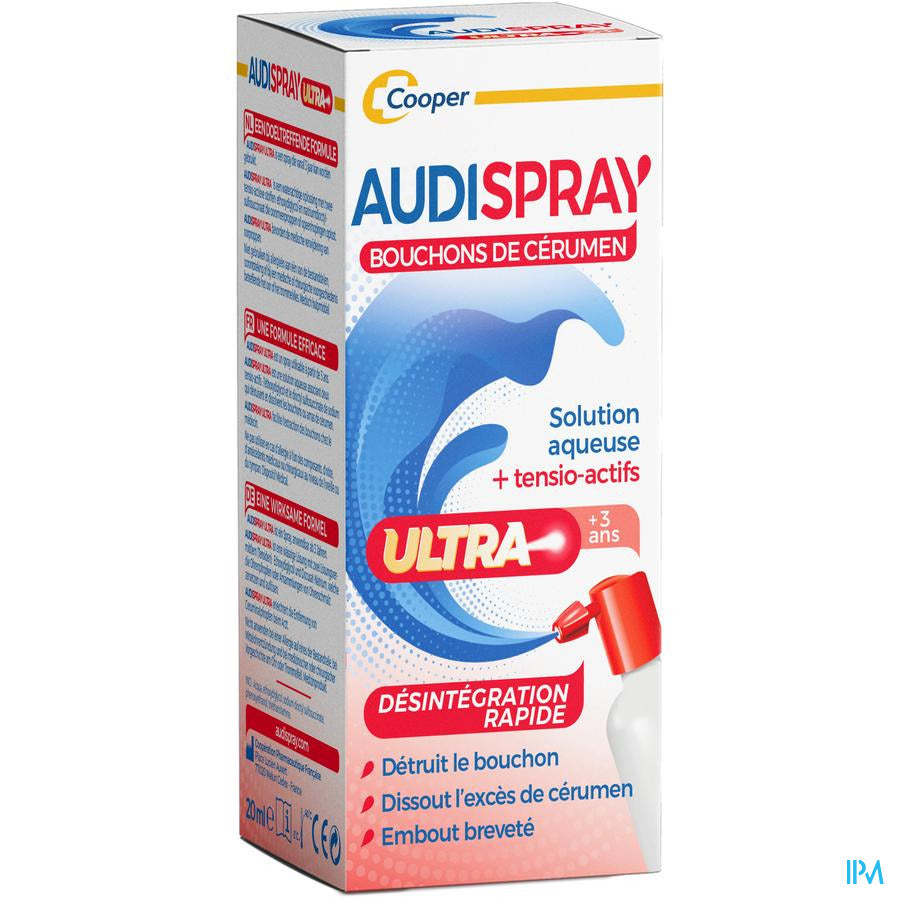 Audispray Ultra 20 ml Traitement et élimination des bouchons d'oreille et de cérumen