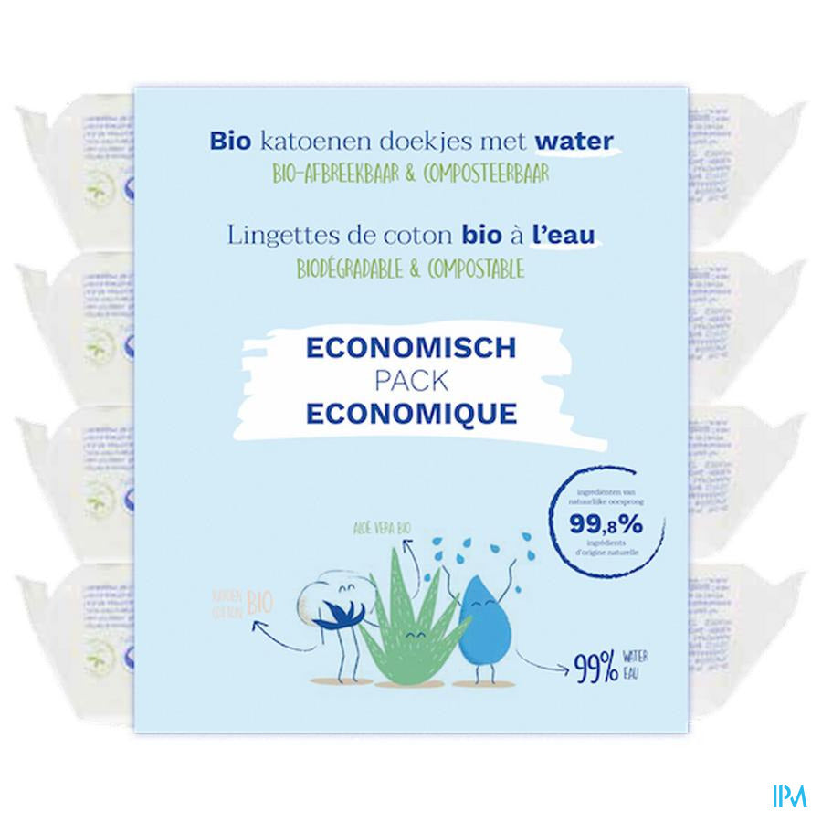 MUSTELA LINGETTES COTON BIO À  L’EAU 4 x 60 PCS (PACK PROMO)