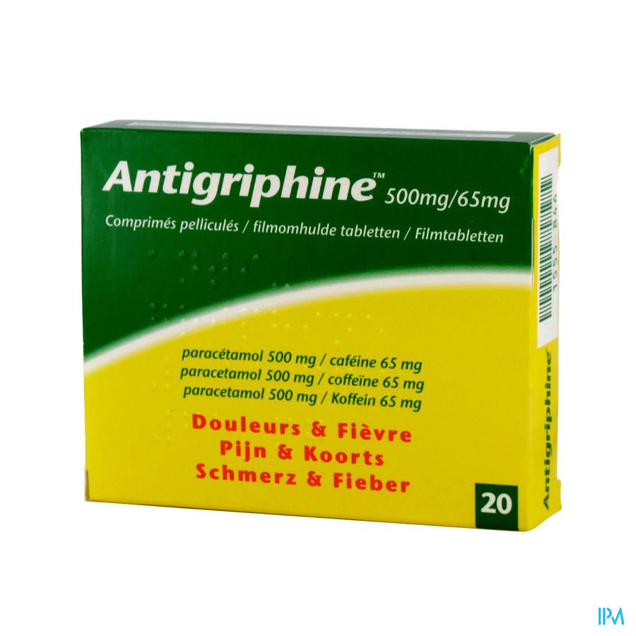Antigriphine® Paracétamol & Caféine 20 Cpr. – En Cas De Fièvre Et De Douleur
