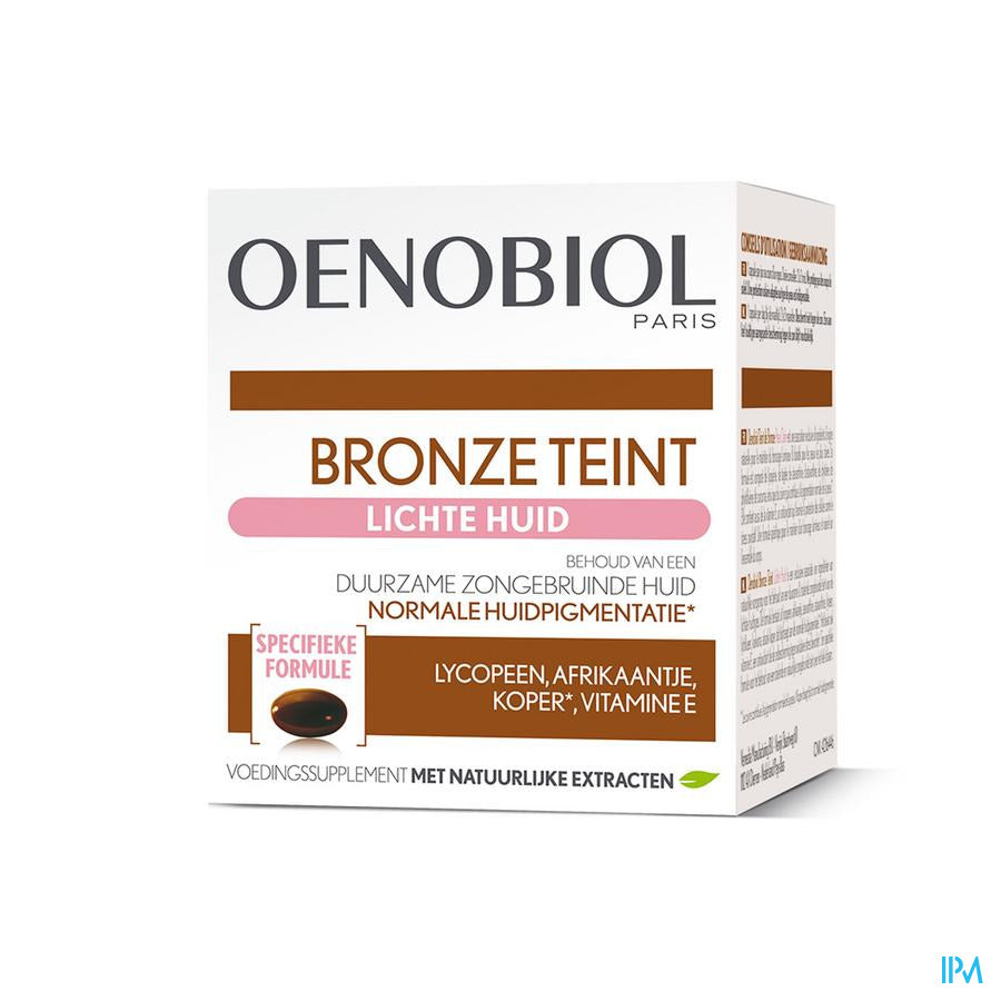 Oenobiol Teint De Bronze Peau Claire Caps 30 Autobronzant, bronzage sans soleil