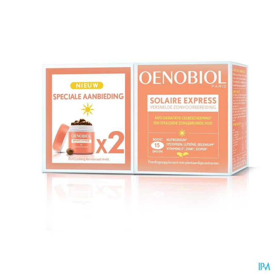 Oenobiol Solaire Express 2x15 capsules - peau & bronzage sublimés, Préparation solaire accélérée en 15 jours