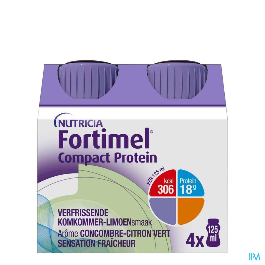 Fortimel Compact Protein Goût Concombre-Citron vert Bouteilles 4x125 ml