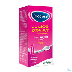 Biocure Junior Sirop résistance, immunité, sans sucre, multivitamine - 180 ml