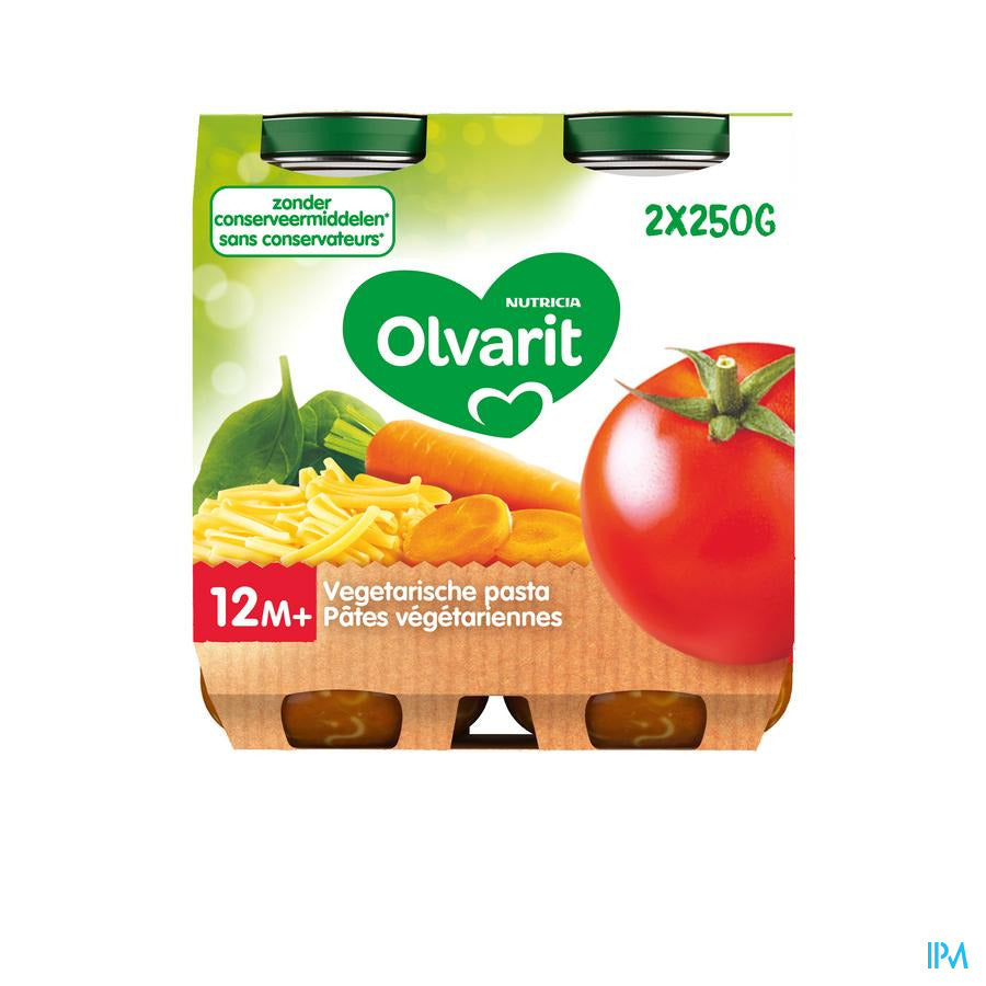 Olvarit Petit Pot Repas Bébé Dès 12 Mois Pâtes Végétariennes 2x250g