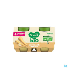 Olvarit Bio Petit Pot Repas Bébé Dès 4 Mois Panais 2x125g